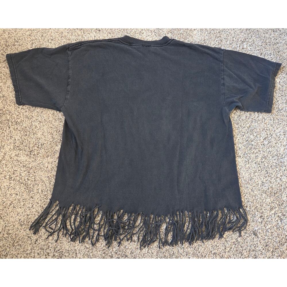 Vtg 90s Beary Naughty Christmas Fringed T-Shirt Black Boxy XL Crop Top Graphic - Picture 5 of 8